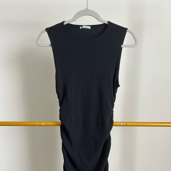 Reformation Black Ribbed Knit Midi Dress - Picture 3 of 9